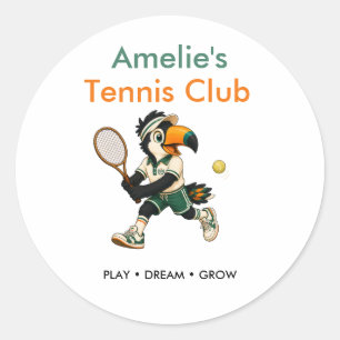 Rond Sticker Enfants Rétro Toucan Tennis Club Anniversa