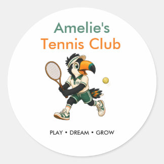 Rond Sticker Enfants Rétro Toucan Tennis Club Anniversa