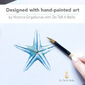 Rond Sticker Envelope Seal, Blue Starfish Beach Wedding