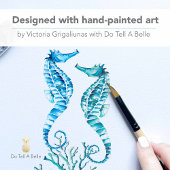 Rond Sticker Envelope Seal, Mariage Blue Seahorse Beach