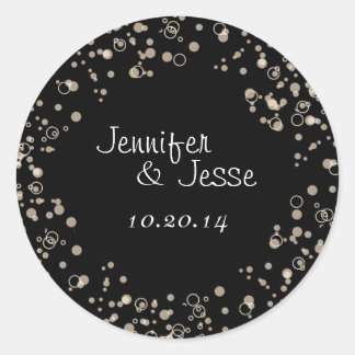 Rond Sticker Enveloppe Bubbles Champagne