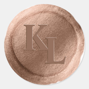 Rond Sticker Enveloppe Initiales en cire de cuivre de b