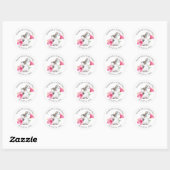 Rond Sticker Enveloppe, Lapin Rose Floral (Feuille)