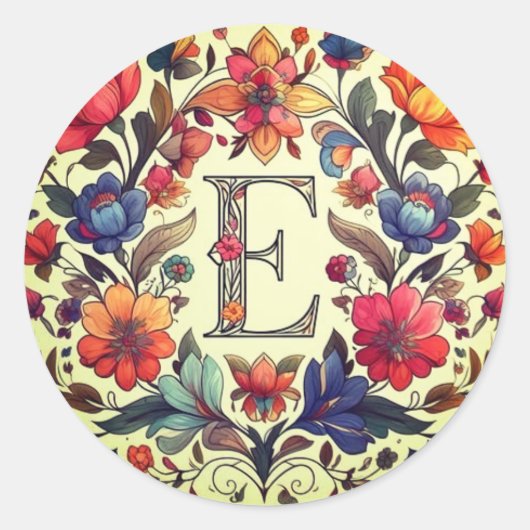 Rond Sticker Enveloppe Lettre E (Devant)