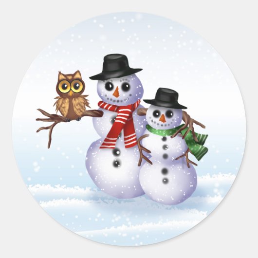 Rond Sticker Enveloppe Noël Snowman (Devant)
