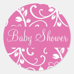 Rond Sticker Enveloppe Vin Floral baby shower