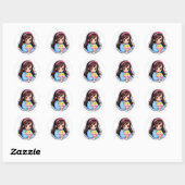 Rond Sticker esthétique pour fille douce (Feuille)