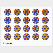 Rond Sticker étoile bleu et orange (Feuille)