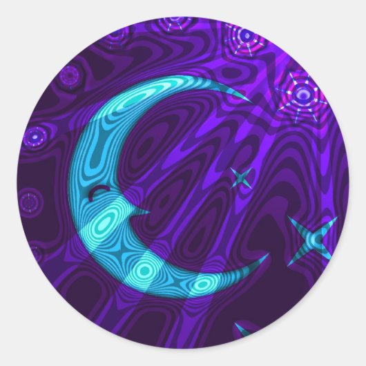 Rond Sticker étoile violet/bleu lune (Devant)