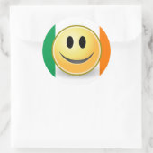 Rond Sticker face drapeau d'Irlande (Sac)