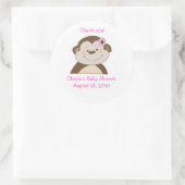 Rond Sticker Faveur Customisé Bambino Singe Rose (Sac)