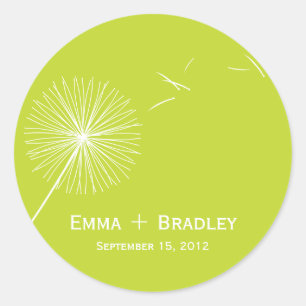 Rond Sticker Faveur Dandelion Dreamy - Vert Pré