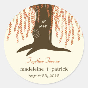 Rond Sticker Faveur Mariage de automne Willow Tree
