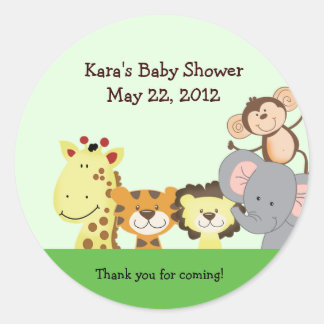 Rond Sticker Faveur personnalisable JUNGLE ZOO PARTY
