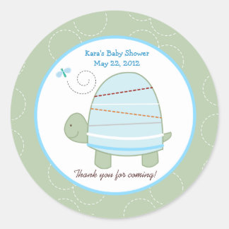 Rond Sticker Faveur Personnalisé pour tortue à rayures 