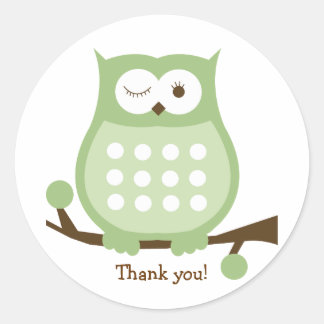 Rond Sticker Faveur VERT OWL Round | Sceau d'enveloppe