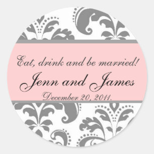 Rond Sticker Favor de mariage Mangez, buvez et soyez ma