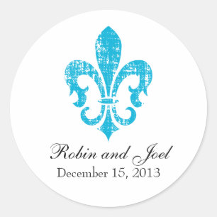 Rond Sticker Favor de mariage Nouvelle-Orléans Turq
