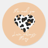 Rond Sticker Favor de Peach Fuzz - Heart Print (Devant)