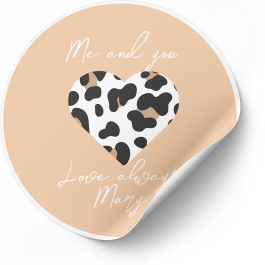Rond Sticker Favor de Peach Fuzz - Heart Print