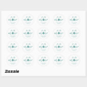 Rond Sticker Favor Fleur turquoise et feuille de couron (Feuille)