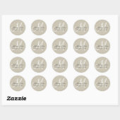 Rond Sticker Favor Monogramme Linen (Feuille)