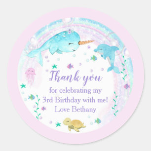 Rond Sticker Favor sous la mer ronde