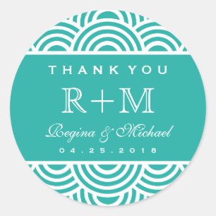 Rond Sticker Favor Turquoise Blue Swirl Circle de maria