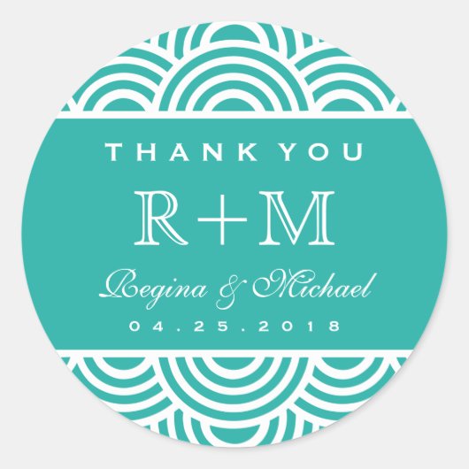 Rond Sticker Favor Turquoise Blue Swirl Circle de maria (Devant)