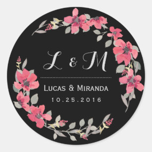 Rond Sticker Favori de mariage rose noire