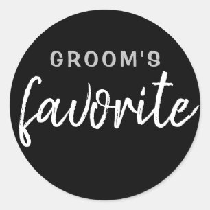Rond Sticker Favori Groom personnalisé Argent Noir