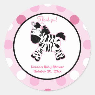 Rond Sticker Favori Rose Zebra Round