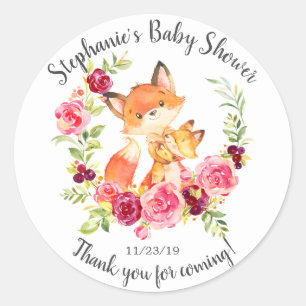 Rond Sticker Favour pour maman & Baby Fox douche
