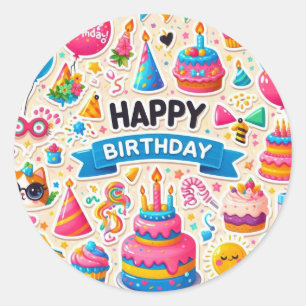 Rond Sticker Festive Anniversaire Pack : Célébrer dans