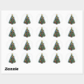 Rond Sticker Festive Christmas Tree (Feuille)