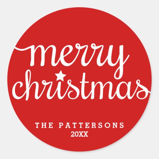 Rond Sticker Festive Red Round Joyeux Noël (Devant)