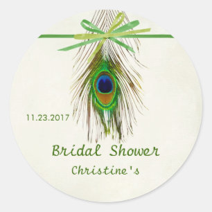 Rond Sticker Fête des mariées en plumes de paon
