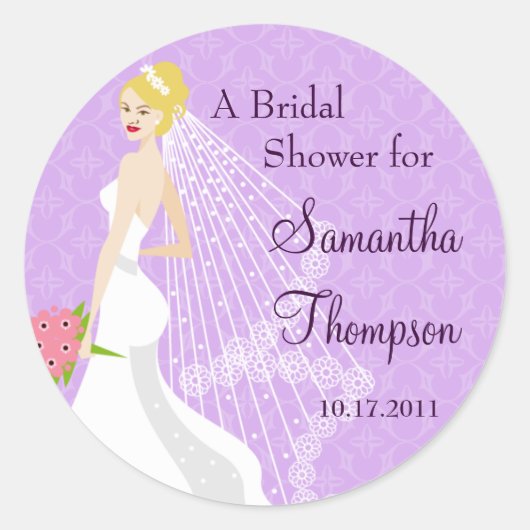 Rond Sticker Fête des mariées Flirty Lilac (Devant)