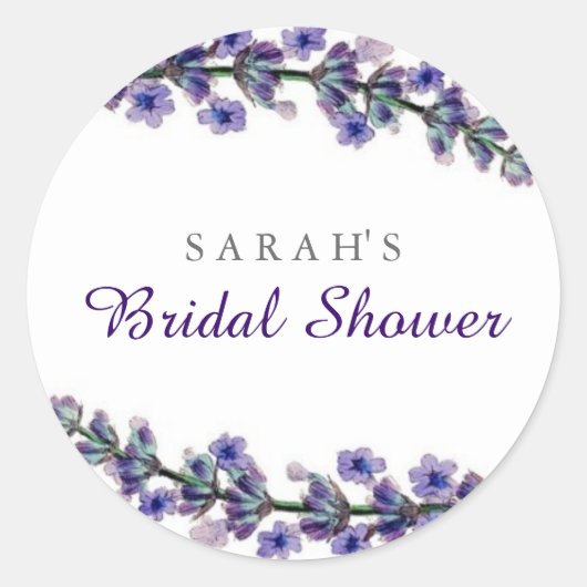 Rond Sticker Fête des mariées Lavender élégant (Devant)