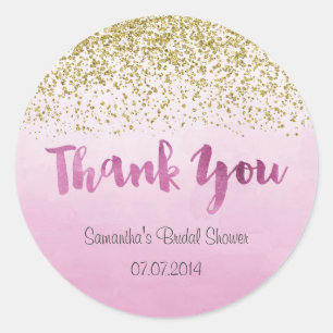 Rond Sticker Fête des mariées or et rose