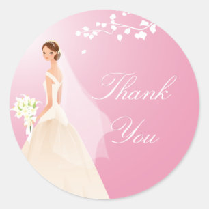 Rond Sticker Fête des mariées Pink Pastel Bride
