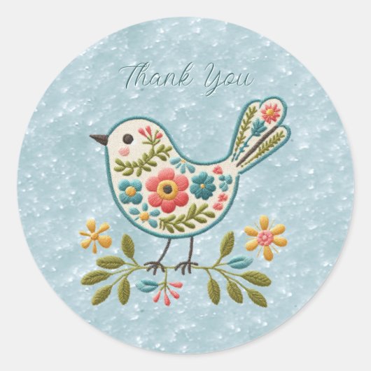 Rond Sticker Feuille Little Bird Floral (Devant)