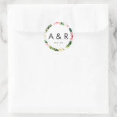 Rond Sticker Feuille Tropical Monogram Merci Favor (Sac)