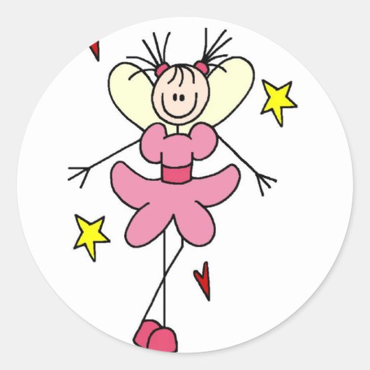 Rond Sticker Figure Angel En Bâton Rose (Devant)