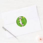Rond Sticker fille de tennis mignonne (Enveloppe)