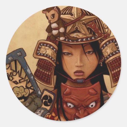 Rond Sticker fille Devil Samurai (Devant)