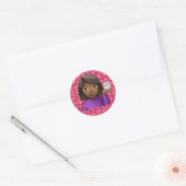 Rond Sticker fille Emoji parties scintillant (Enveloppe)