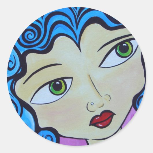 Rond Sticker fille Pop Art Punk (Devant)