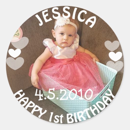 Rond Sticker fille premier anniversaire (Devant)