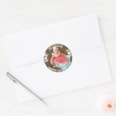 Rond Sticker fille premier anniversaire (Enveloppe)